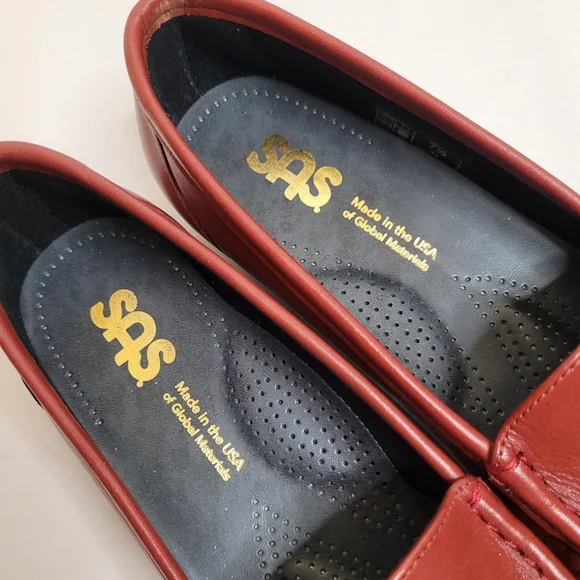 SAS Simplify Leather Loafers In Lipstick Red Size 7.5N Narrow - Picture 5 of 11